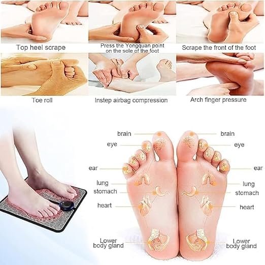 EMS Foot Massager Pad ? Portable Electric Foot Circulation Stimulator for Pain Relief & Relaxation | Foldable Muscle Stimulator Mat for Home, Office & Travel Use