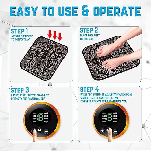 EMS Foot Massager Pad ? Portable Electric Foot Circulation Stimulator for Pain Relief & Relaxation | Foldable Muscle Stimulator Mat for Home, Office & Travel Use