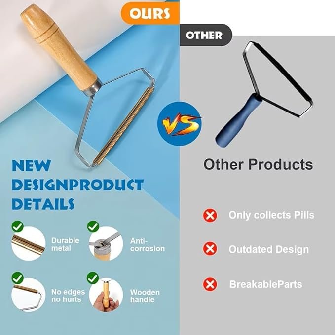 Lint Remover for Clothes ? Portable Fabric Shaver for Sweaters, Jackets, Blankets & Upholstery | Reusable Manual Fuzz Remover for Pet Hair & Pills