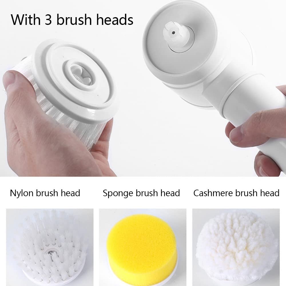 5 in 1 Electric Magic Cleaning Brush ? USB Rechargeable Multi-Functional Scrubber for Kitchen, Bathroom, Tiles, Shoes & More | Cordless Spin Brush with 5 Replaceable Heads