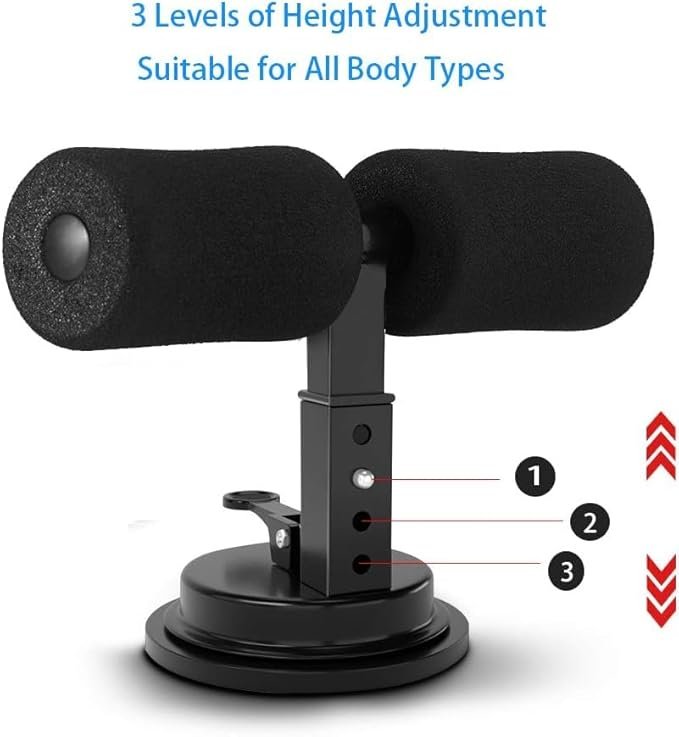 Sit Up Bar for Floor | Portable Suction Fitness Assistant for Ab Workouts & Core Training | Adjustable & Foam Padded Sit-Up Equipment for Home Gym Exercise