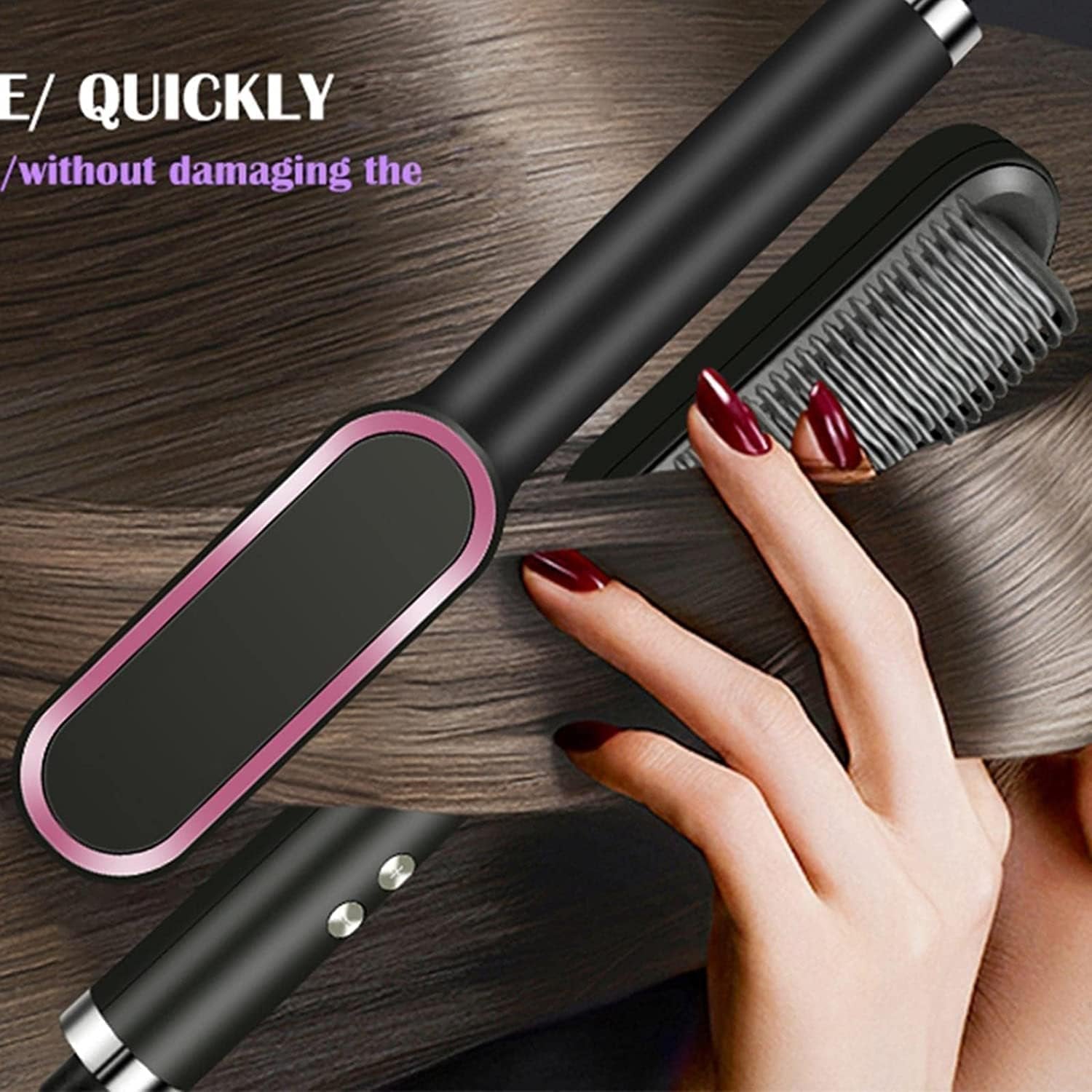 Hair Straightener Comb | 2-in-1 Electric Straightening Brush & Comb for Quick & Easy Hair Styling | Ceramic Heating Plates for Smooth, Frizz-Free Hair