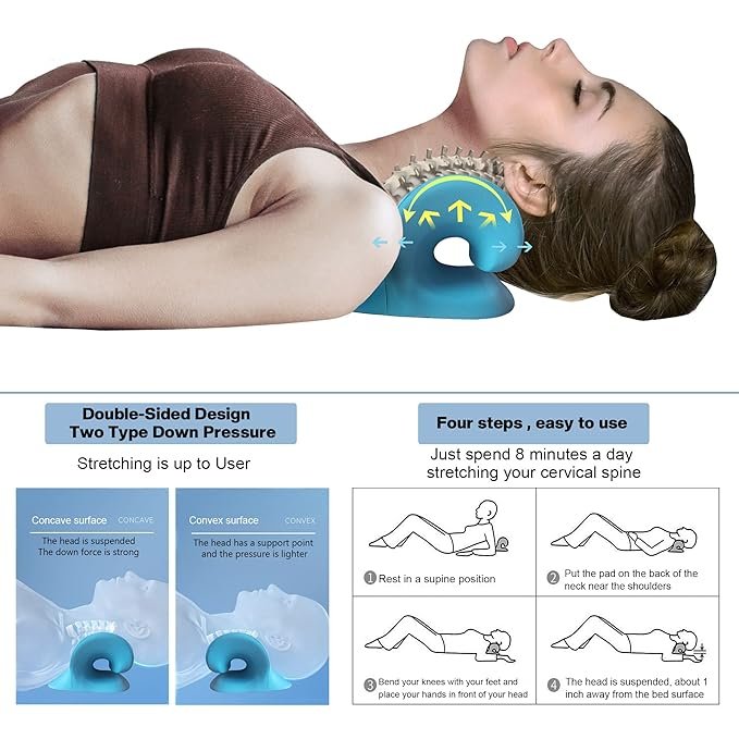 Neck and Shoulder Relaxer ? Cervical Traction Device for Pain Relief & Posture Correction ? Ergonomic Orthopedic Pillow for Neck Stiffness & Muscle Relaxation