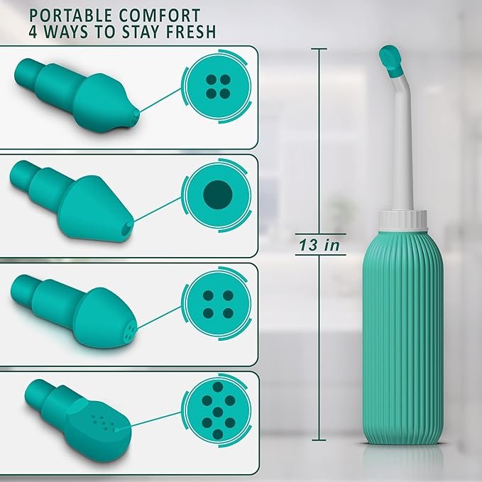 Portable Bidet ? Travel Handheld Bidet Bottle with Angled Nozzle for Personal Hygiene ? Refillable & Squeeze Type Water Sprayer for Home, Office & Outdoor Use (500ML)