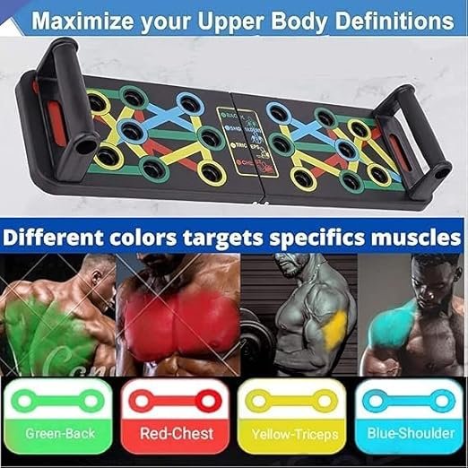 Push Up Board ? 9-in-1 Color-Coded Pushup Bar System for Full Body Workout ? Portable Home Gym Equipment for Chest, Arms, Back & Core Training