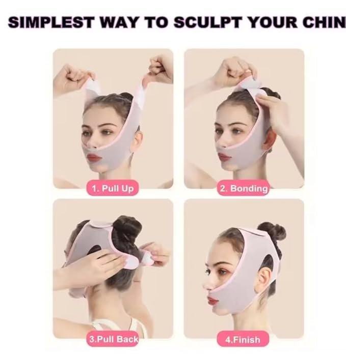Reusable Double Chin Reducer ? V-Line Face Slimming Strap for Jawline Lifting & Skin Tightening ? Adjustable Face Belt for Men & Women