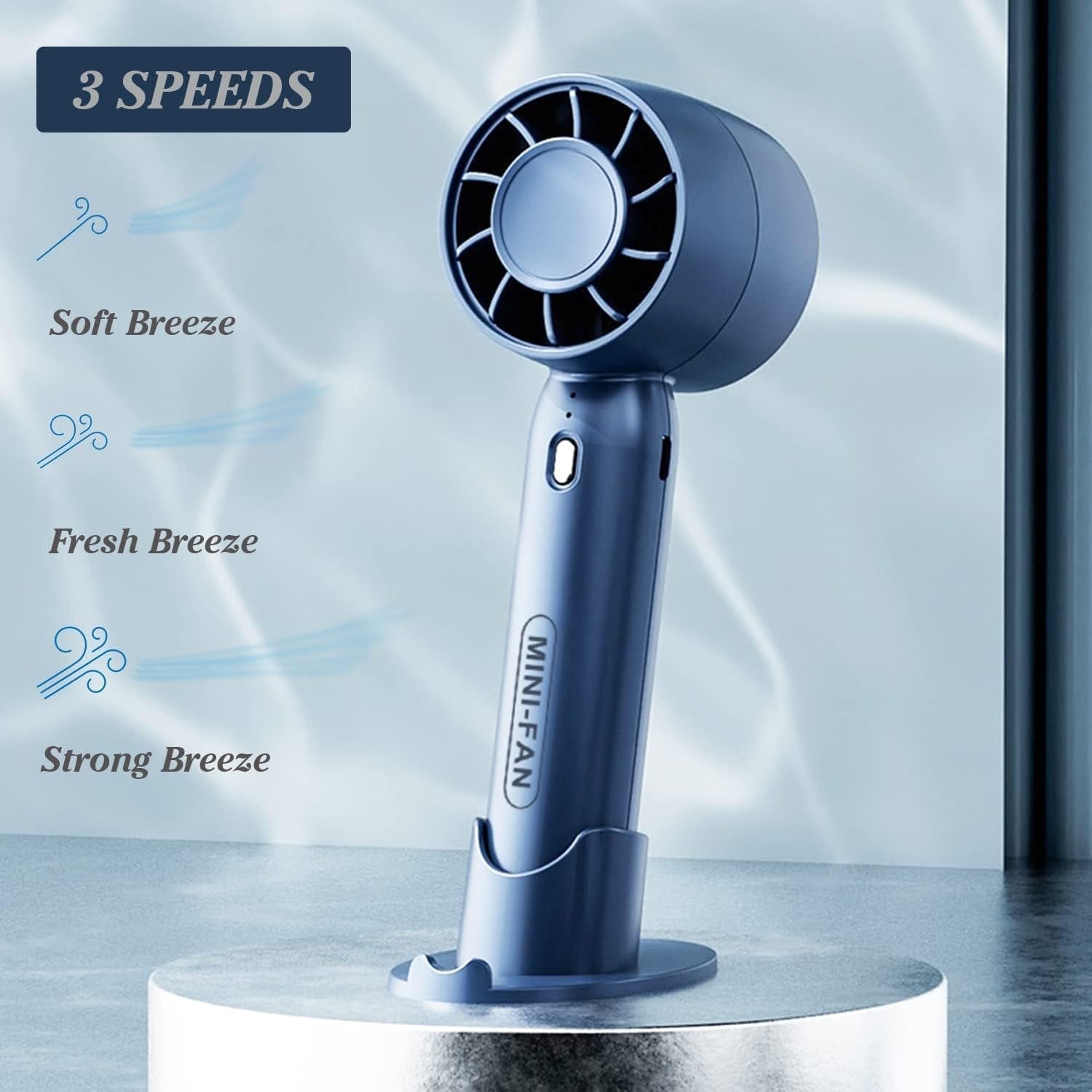 Mini Portable Handheld Fan ? USB Rechargeable Small Personal Fan with 3-Speed Settings, Quiet Operation, Pocket Size for Travel, Office & Outdoor Use