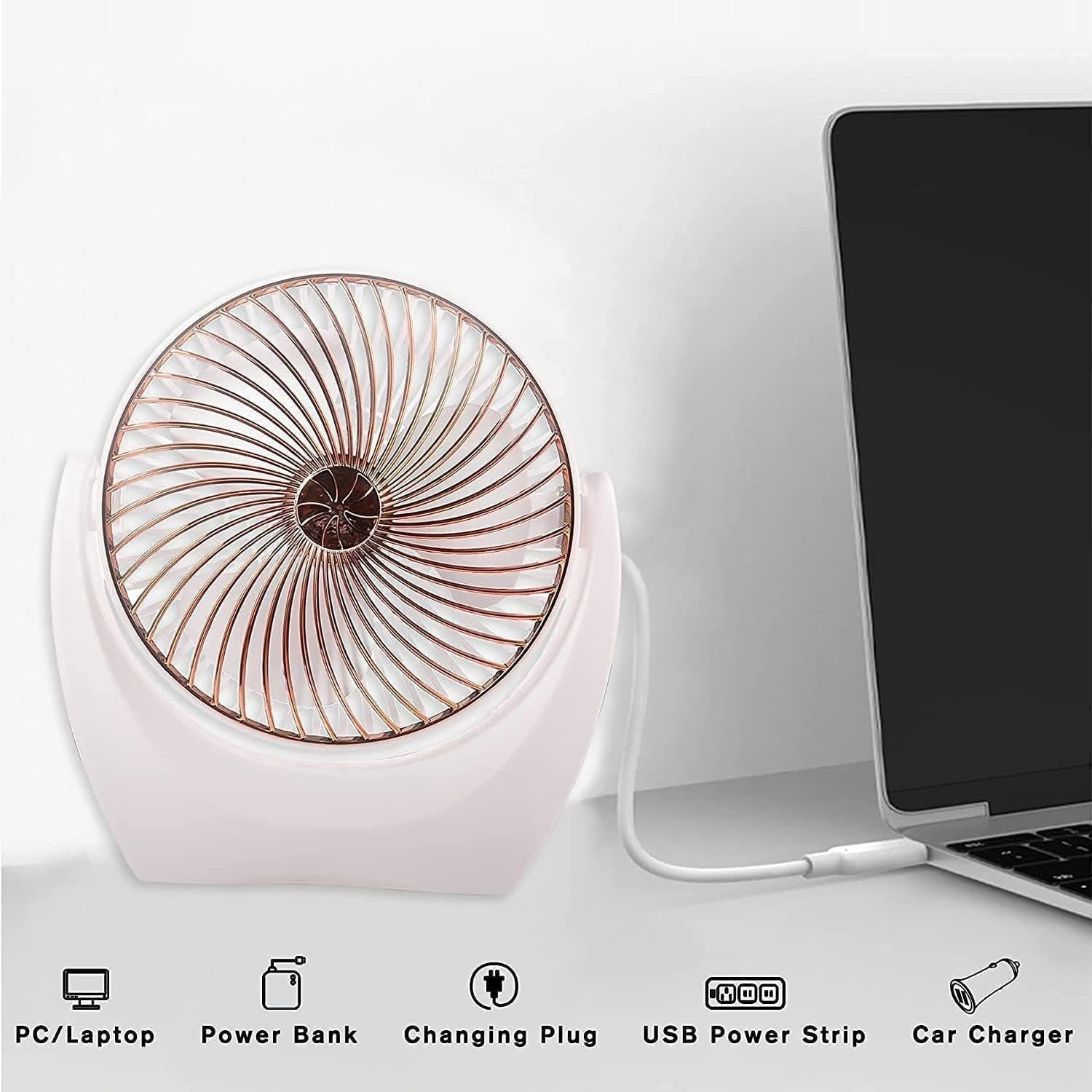 New Desk Fan ? Portable USB Rechargeable Table Fan with 3-Speed Settings, Quiet Operation, 360? Rotation, Compact Personal Fan for Home, Office & Travel