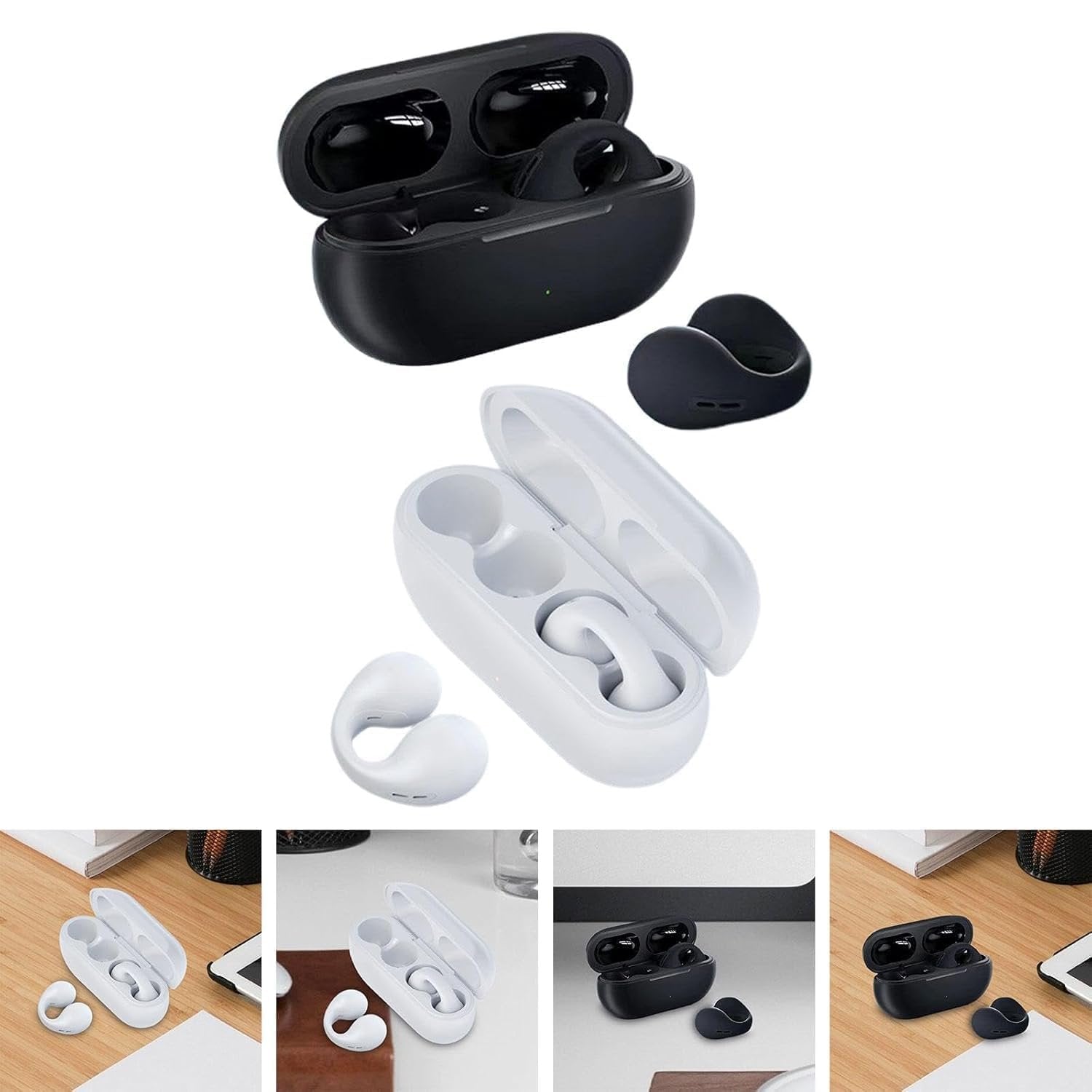 Wireless Clip Earbuds ? Bluetooth 5.3 Earphones with Built-in Mic, Secure Clip-On Design, Noise Reduction, Long Battery Life, Sweatproof for Sports & Travel