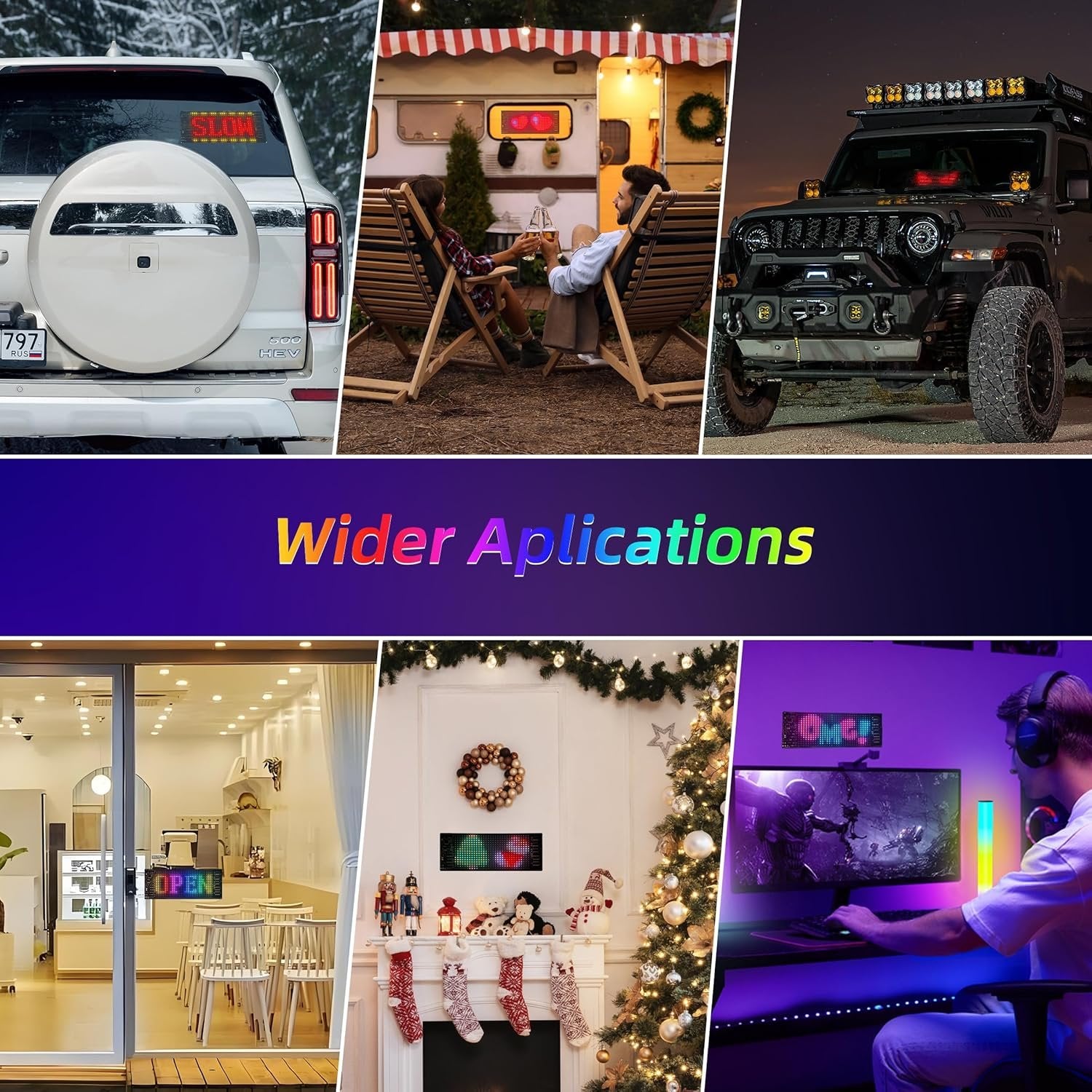 Car LED Matrix Panel ? Programmable RGB Display Screen with App Control, USB Rechargeable Scrolling Text Sign for Car Rear Window, Emoji & Message Display Board