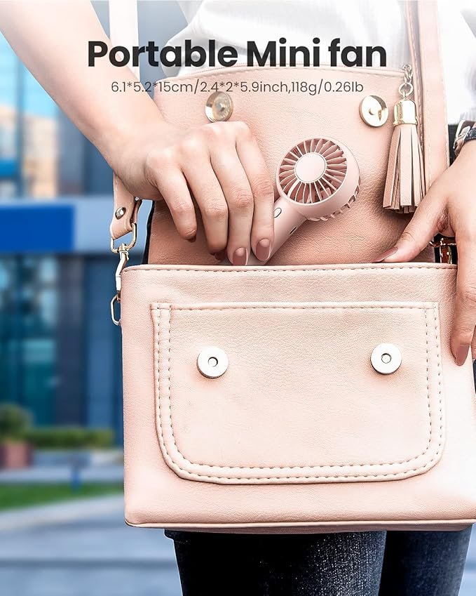 Handheld Fan ? Portable USB Rechargeable Mini Fan with 3 Speed Settings, Quiet Personal Cooling Fan for Travel, Office, Home & Outdoor Use