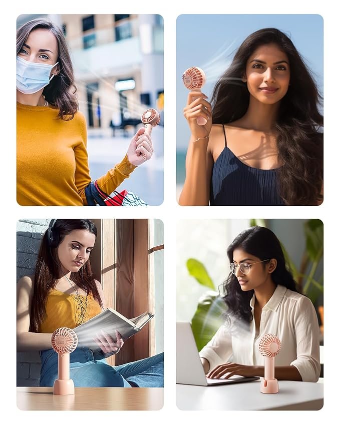 Handheld Fan ? Portable USB Rechargeable Mini Fan with 3 Speed Settings, Quiet Personal Cooling Fan for Travel, Office, Home & Outdoor Use