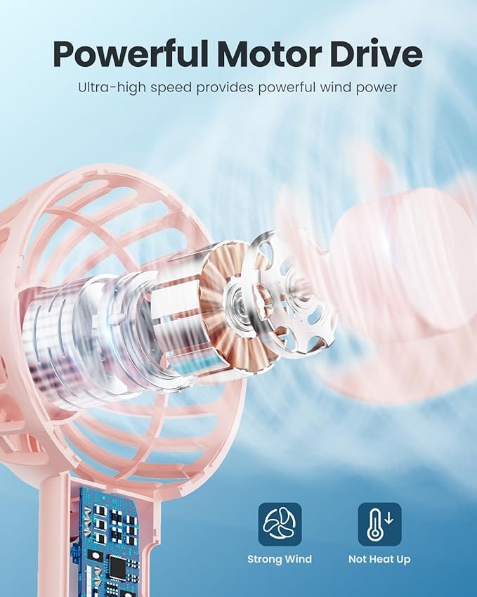 Handheld Fan ? Portable USB Rechargeable Mini Fan with 3 Speed Settings, Quiet Personal Cooling Fan for Travel, Office, Home & Outdoor Use