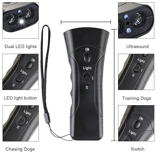 Super Ultrasonic Dog Chaser ? Handheld Anti-Bark Dog Repellent & Training Device with LED Light, Safe & Humane Pet Deterrent for Outdoor & Home Use