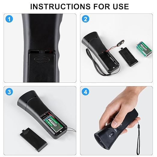 Super Ultrasonic Dog Chaser ? Handheld Anti-Bark Dog Repellent & Training Device with LED Light, Safe & Humane Pet Deterrent for Outdoor & Home Use