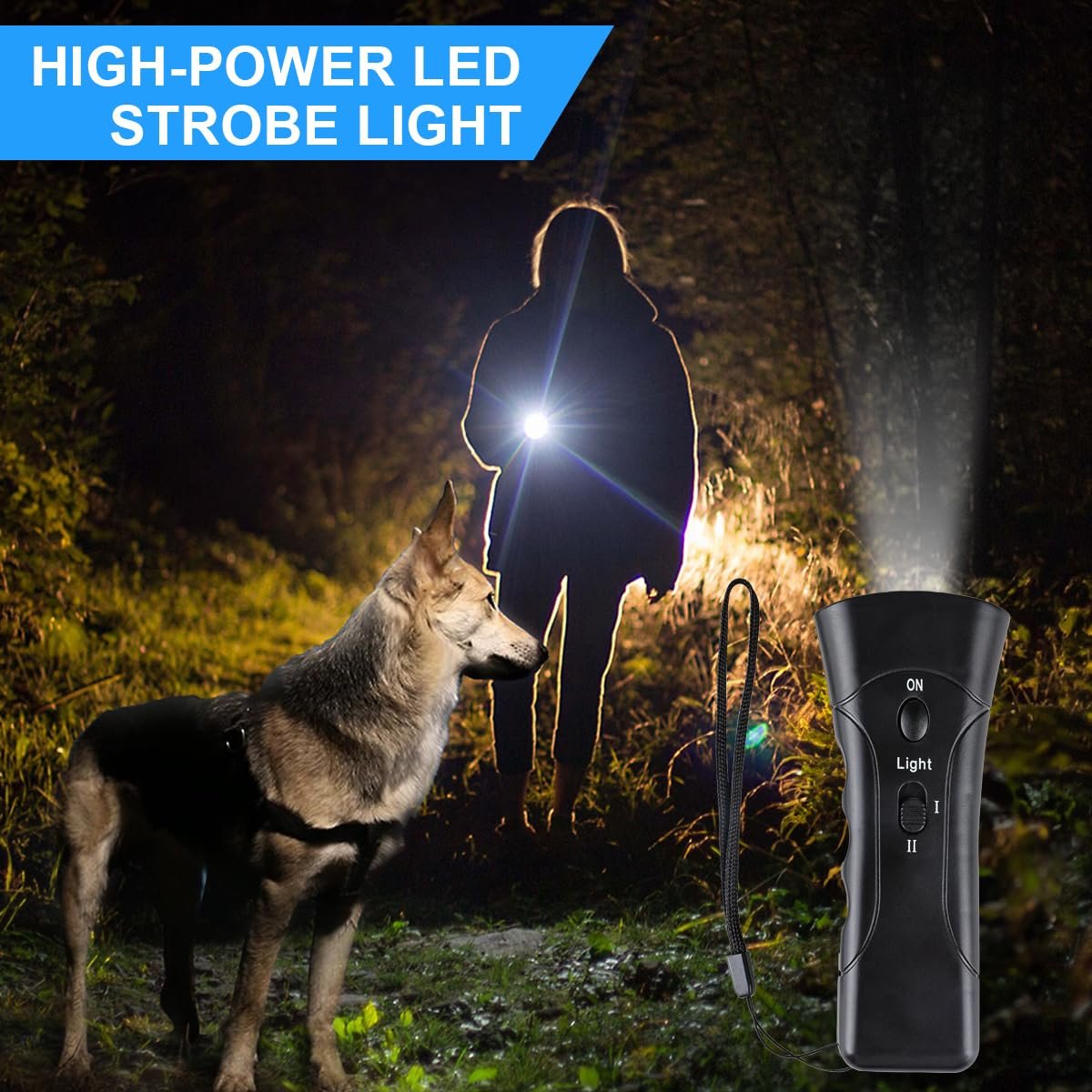 Super Ultrasonic Dog Chaser ? Handheld Anti-Bark Dog Repellent & Training Device with LED Light, Safe & Humane Pet Deterrent for Outdoor & Home Use