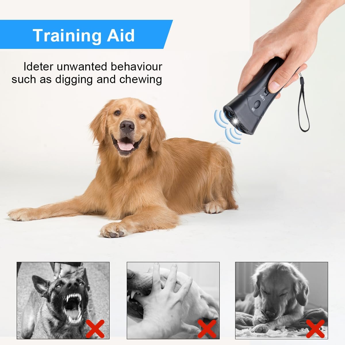 Super Ultrasonic Dog Chaser ? Handheld Anti-Bark Dog Repellent & Training Device with LED Light, Safe & Humane Pet Deterrent for Outdoor & Home Use