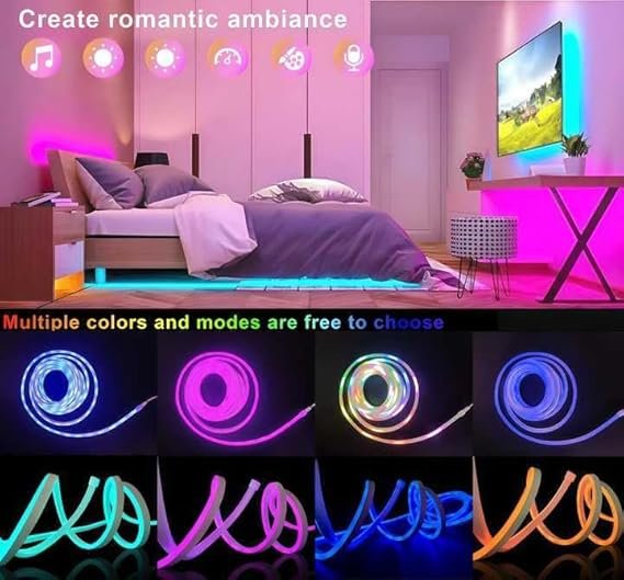 5 Meter Smart Neon Strip Light ? RGB LED Flexible Light with App & Remote Control, Music Sync, DIY Modes, Waterproof for Room, TV, Gaming & Party Decor