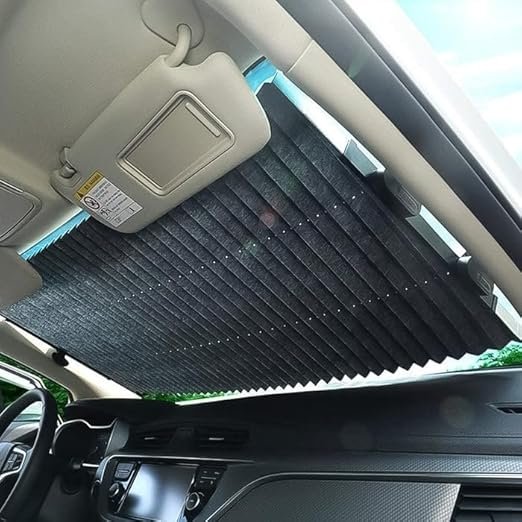 Retractable Car Sunshade ? Foldable Windshield Sun Visor with UV Protection, Heat Resistant Reflector for Front Window, Universal Fit for Cars, SUVs & Trucks