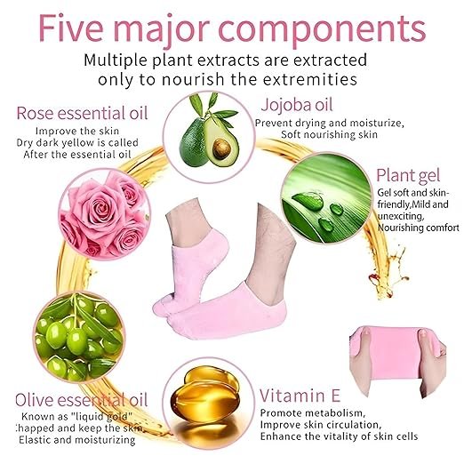 Spa Gel Socks ? Moisturizing Cracked Heel Socks with Gel Lining, Reusable Hydrating Foot Care Socks for Dry Feet, Heels & Callus Repair