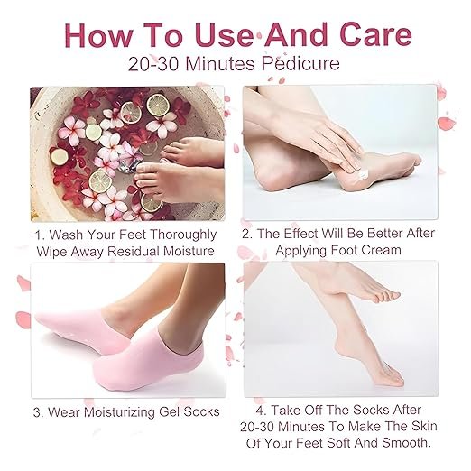 Spa Gel Socks ? Moisturizing Cracked Heel Socks with Gel Lining, Reusable Hydrating Foot Care Socks for Dry Feet, Heels & Callus Repair