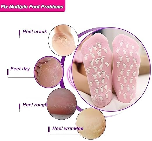 Spa Gel Socks ? Moisturizing Cracked Heel Socks with Gel Lining, Reusable Hydrating Foot Care Socks for Dry Feet, Heels & Callus Repair