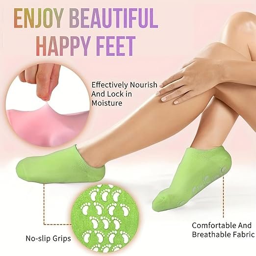 Spa Gel Socks ? Moisturizing Cracked Heel Socks with Gel Lining, Reusable Hydrating Foot Care Socks for Dry Feet, Heels & Callus Repair