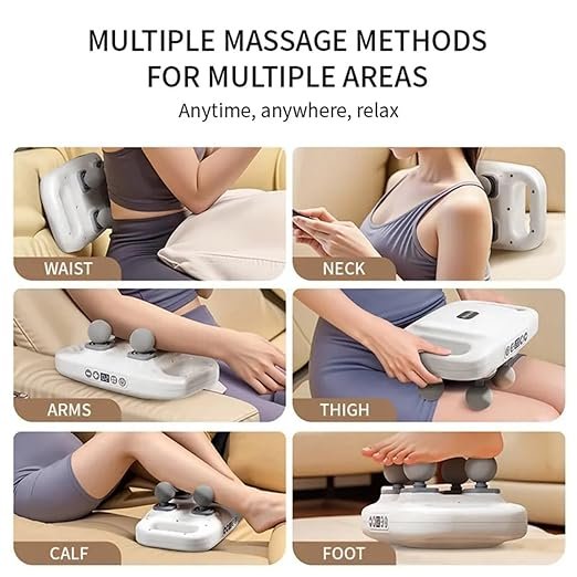 Four Headed Massager Gun ? Deep Tissue Massage Gun with 4 Interchangeable Heads & Adjustable Speed, Muscle Relaxation Tool for Pain Relief & Recovery