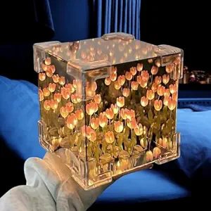 Infinity Tulip Lamp ? LED Ambient Night Light with Blooming Floral Design, USB Rechargeable Decorative Table Lamp for Bedroom, Living Room & Gifts