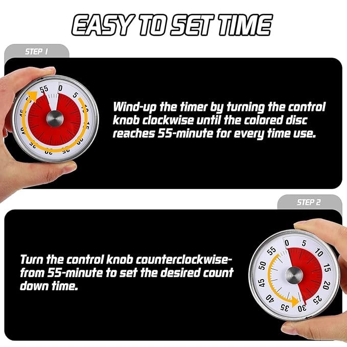 Mechanical Alarm Clock ? Classic Analog Table Clock with Loud Bell Ring, Battery Operated, Silent No-Tick Movement, Vintage Design for Bedroom & Office