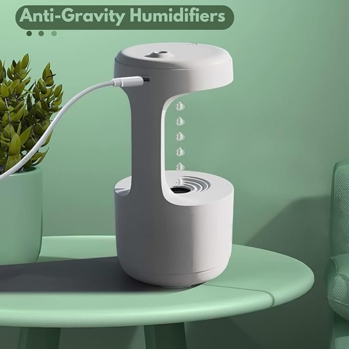 Anti Gravity Humidifier ? LED Visual Water Drop Mist Maker with Cool Fog Effect, USB Silent Air Humidifier for Home, Office & Bedroom Decor