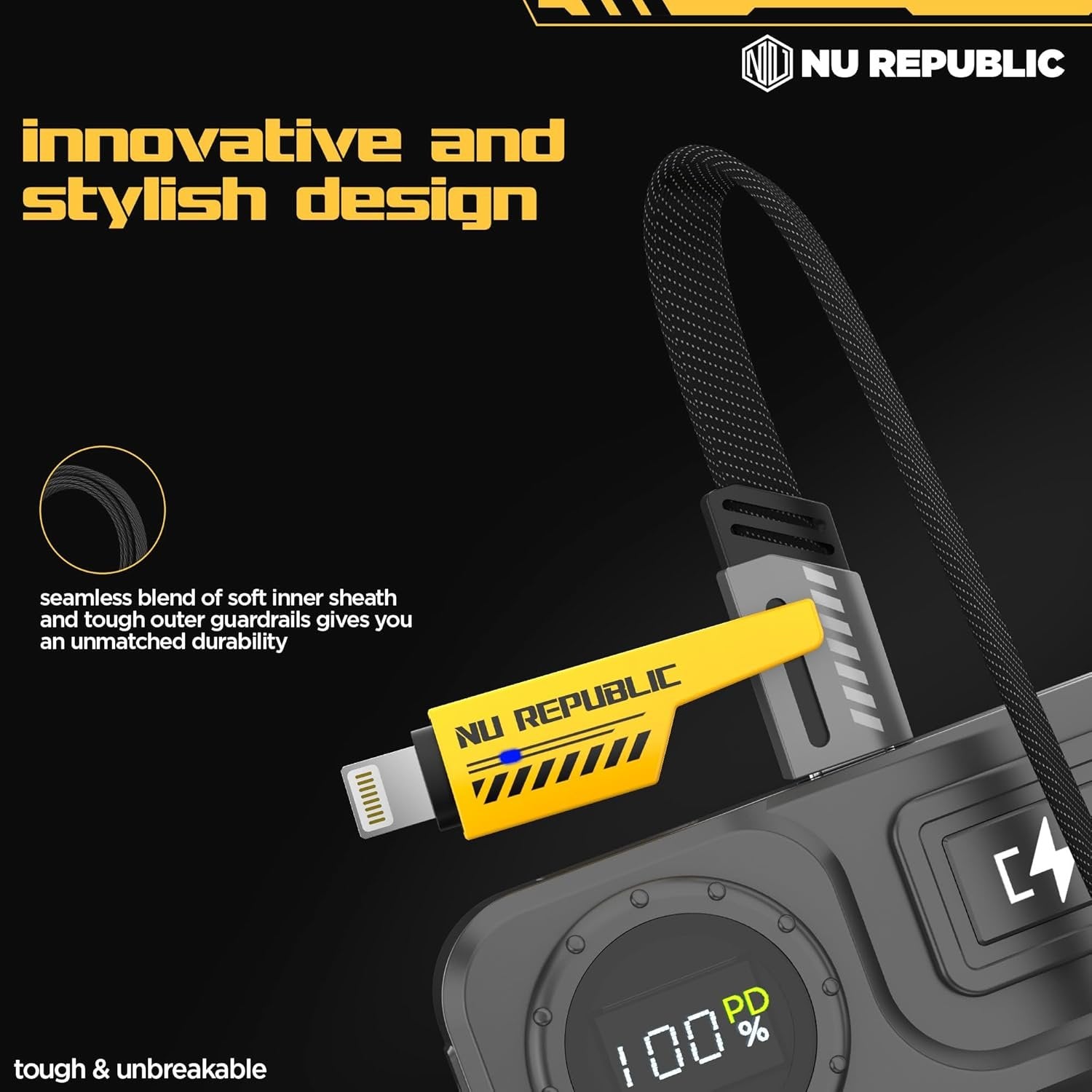 4 in 1 Charging Cable ? Multi USB Fast Charger Cord with Type-C, Micro USB, Lightning Connectors, Nylon Braided Universal Cable for Phones & Devices