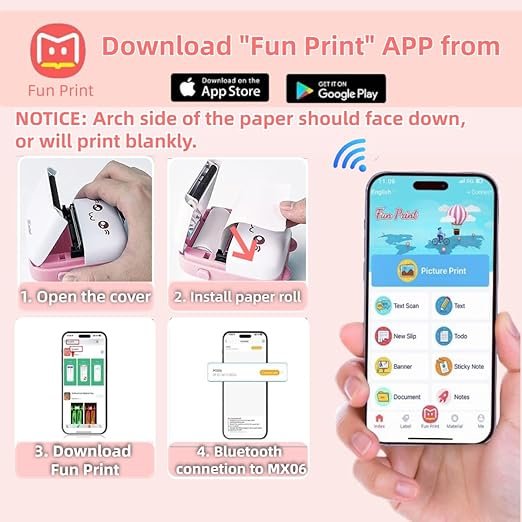 Mini Printer ? Portable Wireless Bluetooth Thermal Printer for Photos, Labels & Notes, Compatible with Android & iOS, Inkless Pocket Printer