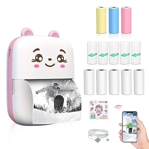 Mini Printer ? Portable Wireless Bluetooth Thermal Printer for Photos, Labels & Notes, Compatible with Android & iOS, Inkless Pocket Printer