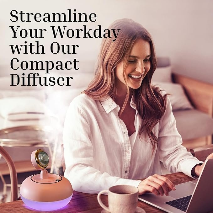 Sunset Light Humidifier ? 2-in-1 LED Night Light & Cool Mist Aroma Diffuser, USB Rechargeable Air Humidifier for Bedroom, Office & Home Decor
