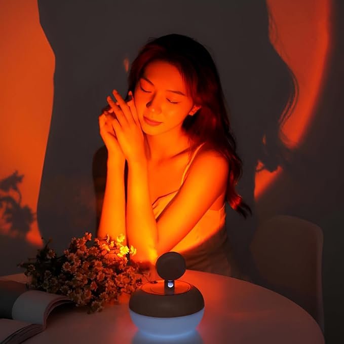Sunset Light Humidifier ? 2-in-1 LED Night Light & Cool Mist Aroma Diffuser, USB Rechargeable Air Humidifier for Bedroom, Office & Home Decor