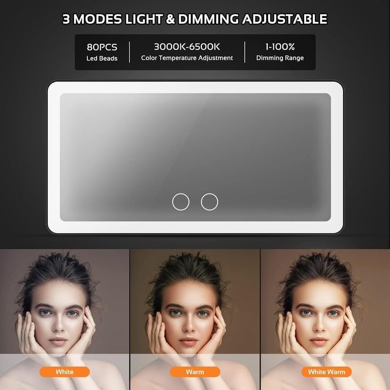 LED Car Vanity Mirror ? Rechargeable Sun Visor Mirror with Adjustable Brightness, Touch Sensor Lighted Makeup Mirror for Car Interior