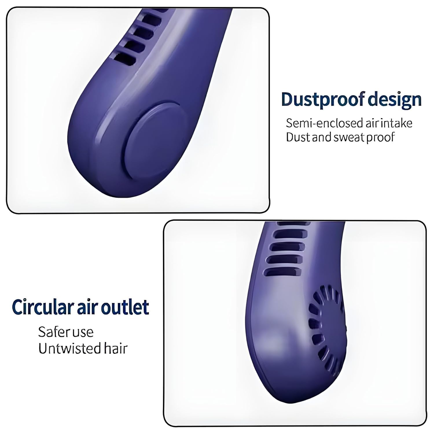 Neck Cooling Fan ? Portable Hands-Free Bladeless Fan with Adjustable Speeds, USB Rechargeable Personal Neck Fan for Travel, Office & Outdoor Use