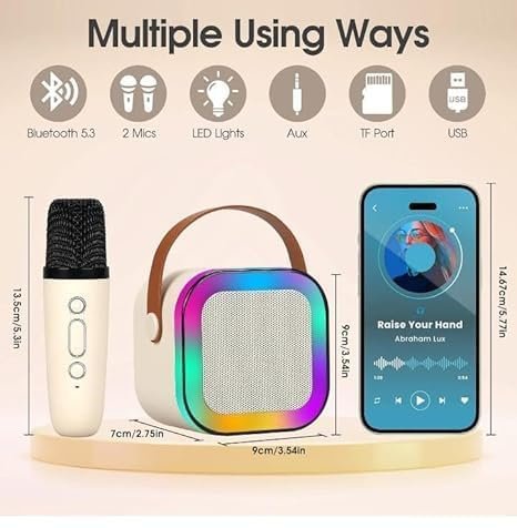 K12 Bluetooth Wireless Speaker ? Portable High Bass Rechargeable Speaker with Mic Support, USB/TF Card/AUX/FM Compatible for Outdoor & Indoor Use