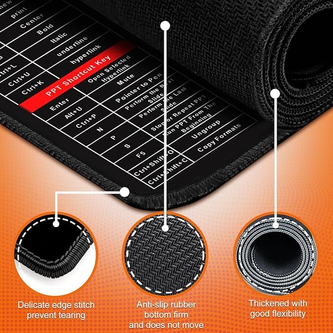 Shortcut Keyboard Mat ? Large Computer Desk Pad with Printed Keyboard Shortcuts for Windows & Mac, Anti-Slip Base, Waterproof Surface, Ideal for Office & Study
