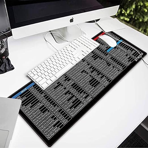 Shortcut Keyboard Mat ? Large Computer Desk Pad with Printed Keyboard Shortcuts for Windows & Mac, Anti-Slip Base, Waterproof Surface, Ideal for Office & Study
