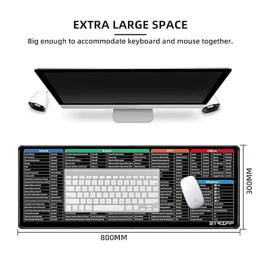 Shortcut Keyboard Mat ? Large Computer Desk Pad with Printed Keyboard Shortcuts for Windows & Mac, Anti-Slip Base, Waterproof Surface, Ideal for Office & Study
