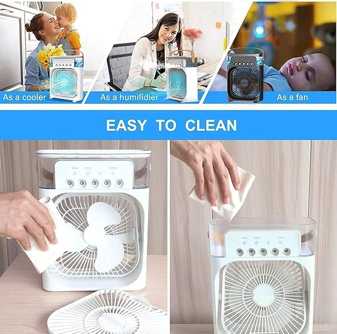 Portable Air Cooler Fan ? 3-in-1 Mini Air Conditioner with Humidifier & Purifier, USB Rechargeable Evaporative Cooler for Home, Office & Travel