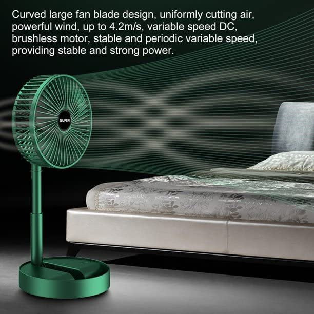 Rechargeable Telescopic Foldable Fan ? Portable Standing Desk Fan with Adjustable Height & Angle, USB Fan with Battery for Home, Office & Travel