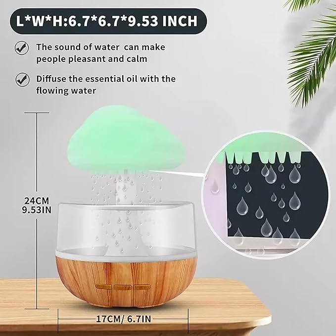 Rain Cloud Humidifier ? Cute Cloud-Shaped Cool Mist Humidifier with LED Night Light | Aromatherapy Diffuser for Bedroom, Home, Office & Kids Room (USB Powered)