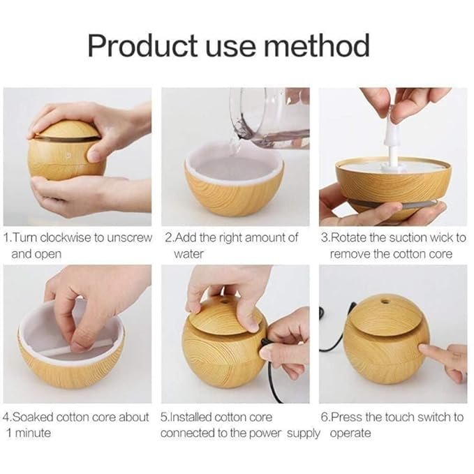 Wooden Aroma Diffuser Humidifier ? Ultrasonic Cool Mist Humidifier with LED Light & Auto Shut-Off | Essential Oil Diffuser for Home, Office & Bedroom (Wood Grain Finish)