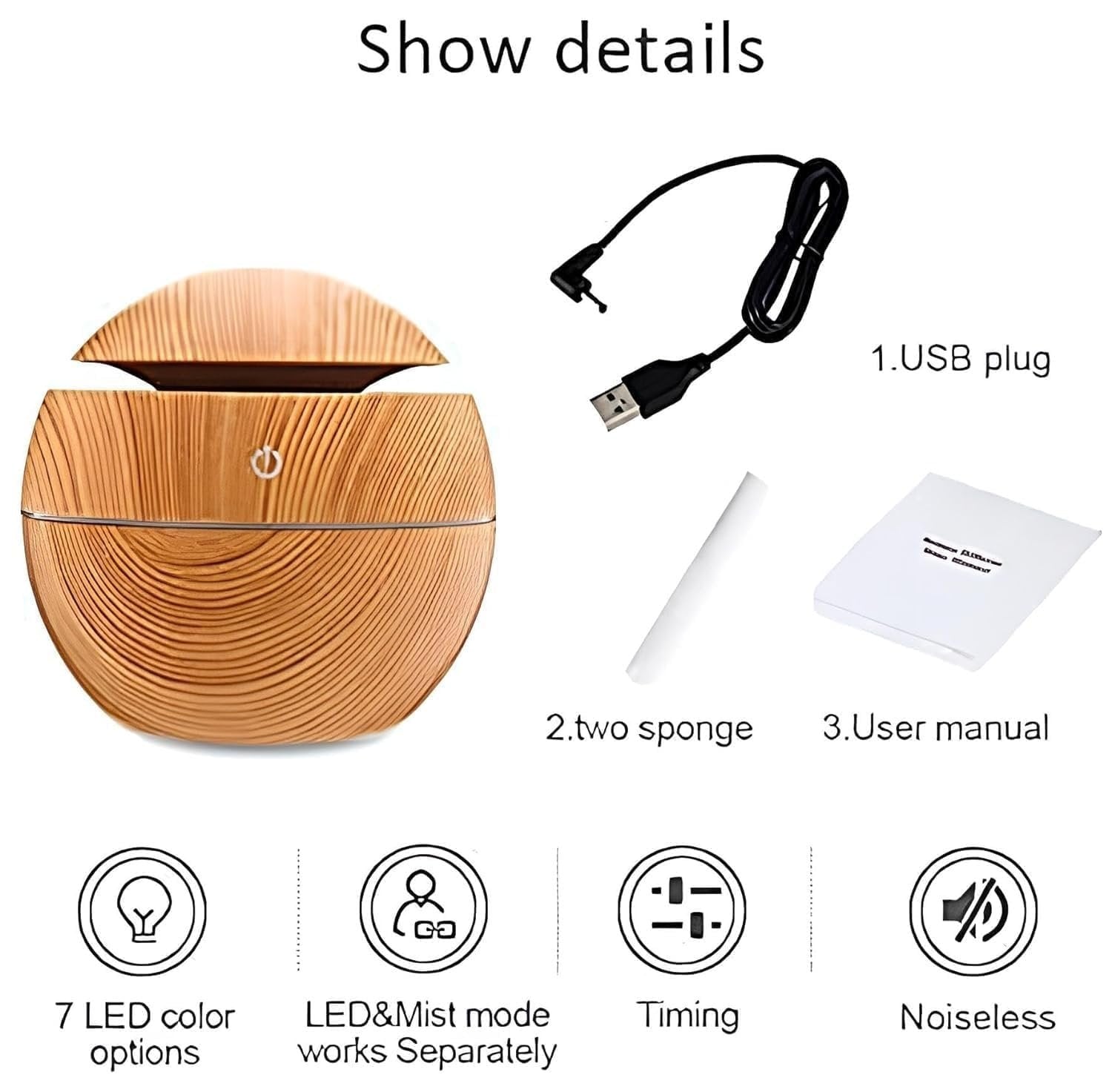 Wooden Aroma Diffuser Humidifier ? Ultrasonic Cool Mist Humidifier with LED Light & Auto Shut-Off | Essential Oil Diffuser for Home, Office & Bedroom (Wood Grain Finish)