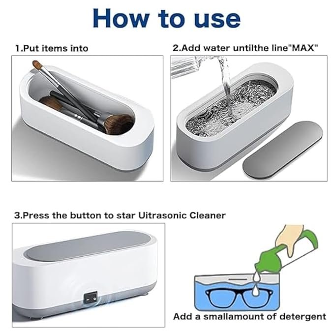 Ultrasonic Jewelry Cleaner ? Professional Portable Ultrasonic Cleaning Machine for Rings, Eyeglasses, Watches & Coins | Deep Cleaning with High-Frequency Vibration (600ml)