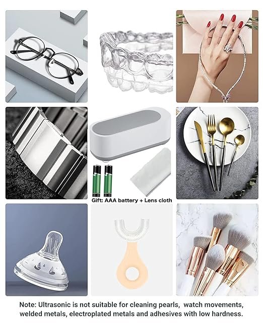 Ultrasonic Jewelry Cleaner ? Professional Portable Ultrasonic Cleaning Machine for Rings, Eyeglasses, Watches & Coins | Deep Cleaning with High-Frequency Vibration (600ml)