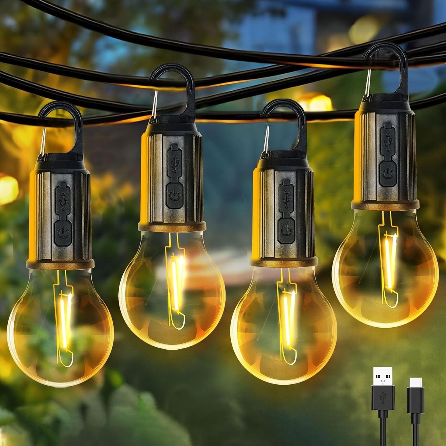 Rechargeable Hanging Clip Bulb ? Portable LED Light with Hook & Clamp | USB Charging, Bright Emergency Lamp for Camping, Outdoor, Study & Power Cut Use